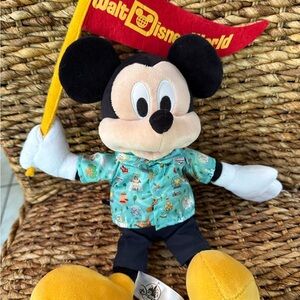 Disney Parks Mickey Mouse Plush Toy with Flag